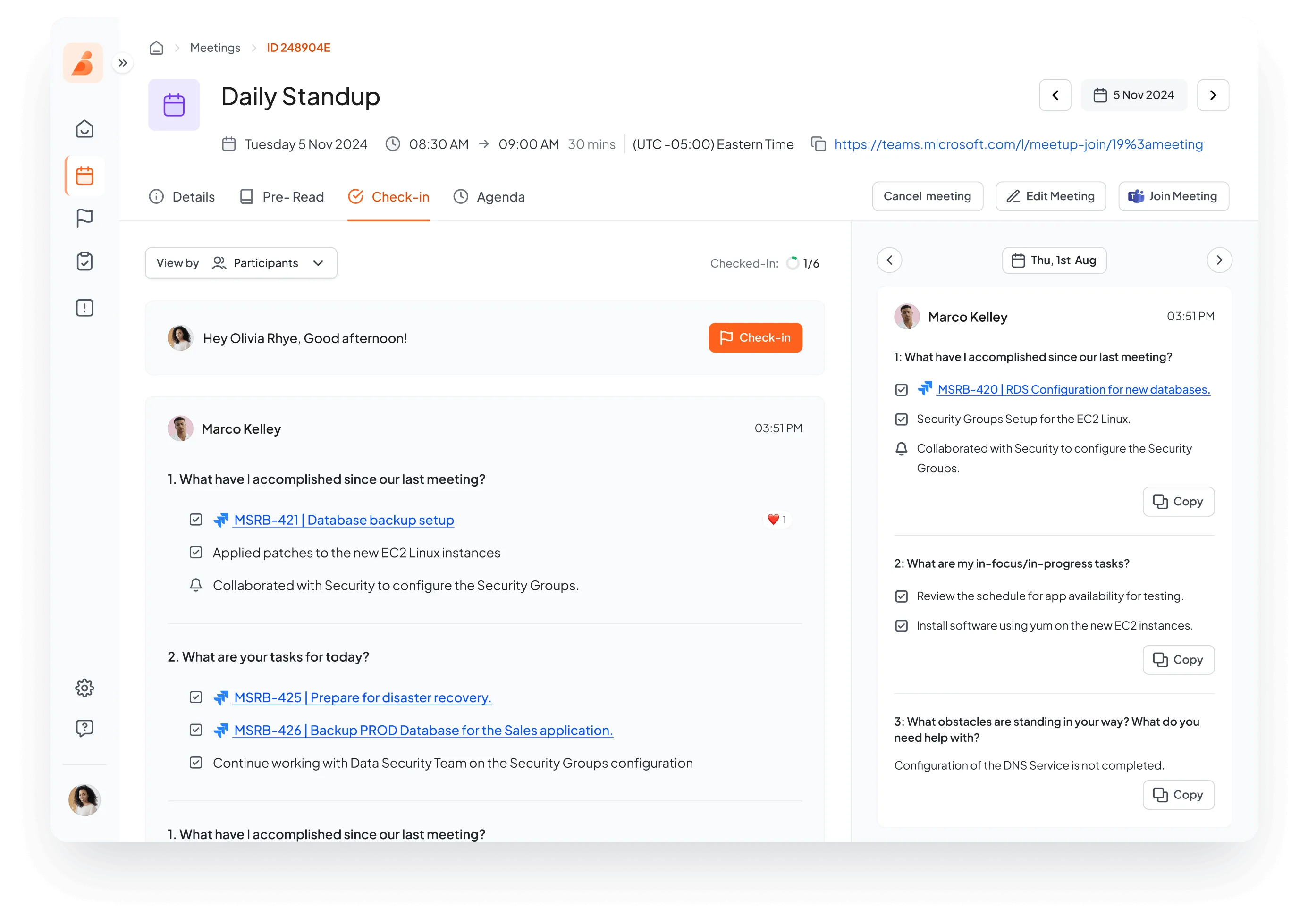 Birdy daily standup interface